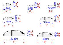 Load image into Gallery viewer, a collection of seven different images, each with its own unique size and dimensions. The images vary in size, ranging from 7.6 cm to 3.8 cm. The images are arranged in a grid-like pattern, with each image being a separate element within the overall composition. The image does not contain any text or additional information beyond the measurements provided.