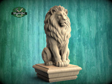 Load image into Gallery viewer, Carved Wooden Lion Newel Finial – Lion Bed Post Topper for Stair Post or Bed Frame