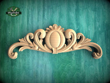 Load image into Gallery viewer, Ornate Oval Cartouche with Leaf Scrolls – Classic Wood Applique