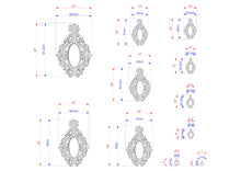 Load image into Gallery viewer, various sizes of ornate, decorative mirrors or frames, each with its own unique design and measurements. The mirrors are depicted in different sizes, ranging from small to large, and are shown in a grid format with corresponding dimensions provided. The image does not contain any redundancy or vague descriptions, and the focus is on the individual mirrors and their sizes.