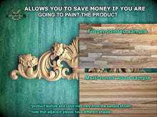 Load image into Gallery viewer, The image is a promotional advertisement for Master Oak's paint product, featuring a close-up of a wooden panel with a decorative design and a finger-jointed sample of the product.