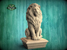 Load image into Gallery viewer, Carved Wooden Lion Newel Finial – Lion Bed Post Topper for Stair Post or Bed Frame
