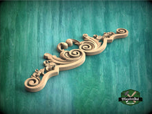 Load image into Gallery viewer, Symmetrical Baroque Applique – Wooden Crest with Scroll and Leaf Motifs