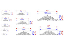 Load image into Gallery viewer, a series of ornamental designs, each with its own size and dimensions. The designs are depicted in various sizes, ranging from small to large, and are labeled with their respective measurements. The image is a collection of different designs, each with its own unique size and scale.