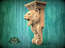 Load image into Gallery viewer, Roaring Bear Support Bracket– Rustic Wood Corbel for Mantel or Cabinet