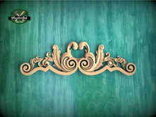 Load image into Gallery viewer, Symmetrical Baroque Applique – Wooden Crest with Scroll and Leaf Motifs