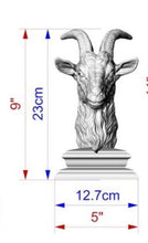 Load image into Gallery viewer, Custom order. Goat Wooden Finial for Staircase Newel Post, Goat finial bed post, Goat statue of wood, Wooden Goatt statue cap, 1 pc, 9" hight, Oak