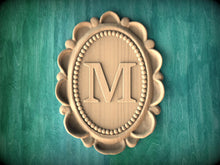 Load image into Gallery viewer, Custom order. Personalized onlay with the letter "M". Size - 8.5 "x6.5". Material - multi-toned wood, unpainted, 1 pc.