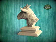 Load image into Gallery viewer, Young Goat Wooden Finial for Staircase Newel Post, Juvenile Goat finial bed post, Goat statue of wood, Wooden Goatt statue cap