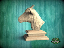Load image into Gallery viewer, Young Goat Wooden Finial for Staircase Newel Post, Juvenile Goat finial bed post, Goat statue of wood, Wooden Goatt statue cap