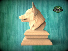 Load image into Gallery viewer, Corgi bust made of wood, Unpainted, Corgi Wooden Finial for Staircase Newel Post, Corgi finial bed post