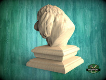 Load image into Gallery viewer, Shih Tzu bust made of wood, Unpainted, Shih Tzu Wooden Finial for Staircase Newel Post, Shih Tzu finial bed post