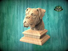 Load image into Gallery viewer, Deutscher Boxer Statue made of wood,  Boxer dog Wooden Finial for Staircase Newel Post,  Boxer finial bed post,  Boxer breed statue of wood