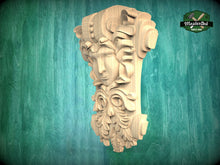 Load image into Gallery viewer, Carved Corbel with Human Face – Classical Decor Accent, Unpainted, Decorative Carved Wooden Corbel, 1pc, wood onlays, wood wall art decor