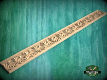Load image into Gallery viewer, Elegant Fleur Motif: Carved Wood Molding Trim, 40" Decorative wooden moulding for cornices and friezes, 1 pc, Unpainted