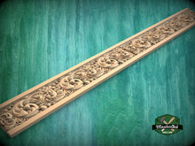 Load image into Gallery viewer, Decorative Moulding: Floral Elements in Classic Design, 40" Decorative wooden moulding for cornices and friezes, 1 pc, Unpainted