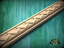 Load image into Gallery viewer, Complex Weave Pattern Wood Moulding – Textural Elegance,  40"  Intricate Weaving Detail, 1 pc, Unpainted, Baguette