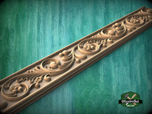 Load image into Gallery viewer, Romantic Flowers Wood Carved Moulding – Classic Frieze Design, 40" , 1 pc, Unpainted, Floral Elegance Wood Baguette, Furniture Moulding