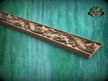 Load image into Gallery viewer, Romantic Flowers Wood Carved Moulding – Classic Frieze Design, 40" , 1 pc, Unpainted, Floral Elegance Wood Baguette, Furniture Moulding