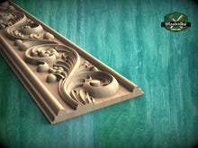 Load image into Gallery viewer, Romantic Flowers Wood Carved Moulding – Classic Frieze Design, 40" , 1 pc, Unpainted, Floral Elegance Wood Baguette, Furniture Moulding
