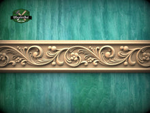 Load image into Gallery viewer, Romantic Flowers Wood Carved Moulding – Classic Frieze Design, 40" , 1 pc, Unpainted, Floral Elegance Wood Baguette, Furniture Moulding