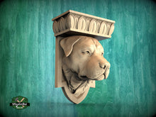 Load image into Gallery viewer, Handcrafted Rottweiler Wooden Corbel - Unpainted Canine Architectural Bracket - Customizable Indoor Dog Decor, Home Wall Embellishments