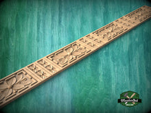 Load image into Gallery viewer, Carved Flower Moulding – Decorative Wooden Rosette Strip, Option 1,  40" , 1 pc, Unpainted, Rectangular Wooden Baguette, Furniture Moulding
