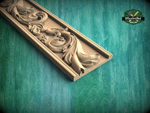 Load image into Gallery viewer, Baroque Scrollwork Wood Molding – Ornate Swirl Wood Trim, 40" , 1 pc, Unpainted, Rectangular Wooden Baguette, Furniture Moulding