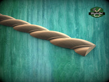Load image into Gallery viewer, Spiral Carved Wooden Moulding – Classical Design Accen, 40" Elegant Wood Detail, 1 pc, Unpainted, Carved Baguette, Twisted Rope Wood Molding