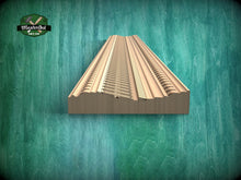 Load image into Gallery viewer, Elegant Carved Wood Crown Moulding – Egg & Dart and Fluted Design, 40" Symmetrical Design Moulding, 1 pc, Unpainted, Carved Baguette