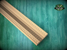 Load image into Gallery viewer, Elegant Carved Wood Crown Moulding – Egg & Dart and Fluted Design, 40" Symmetrical Design Moulding, 1 pc, Unpainted, Carved Baguette
