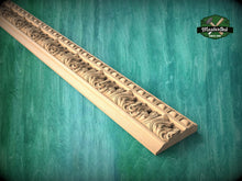 Load image into Gallery viewer, Egg and Dart Acanthus Leaf Carved Moulding - Antique Revival, 40" Elegant Wood Detail, 1 pc, Unpainted, Carved Moulding
