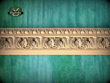 Load image into Gallery viewer, Egg and Dart Acanthus Leaf Carved Moulding - Antique Revival, 40" Elegant Wood Detail, 1 pc, Unpainted, Carved Moulding