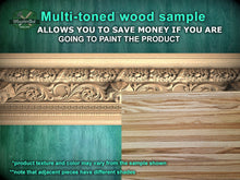 Load image into Gallery viewer, Carved Wooden Molding with Mask and Oak Leaf Pattern – Classic Interior Element, 40" Elegant Wood Detail, 1 pc, Unpainted, Carved Moulding