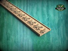 Load image into Gallery viewer, Carved Floral Moulding with Bead Accents – Artisanal Woodwork,  40" , 1 pc, Unpainted, Decorative Beaded Detail Trim, Furniture Moulding