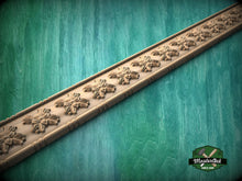 Load image into Gallery viewer, Carved Floral Moulding with Bead Accents – Artisanal Woodwork,  40" , 1 pc, Unpainted, Decorative Beaded Detail Trim, Furniture Moulding