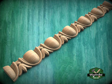 Load image into Gallery viewer, Traditional Flower and Egg Pattern Wood Moulding - Classic Decor, 40" Versatile Wood Trim, 1 pc, Unpainted, Carved Baguette