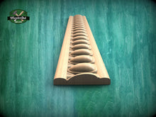 Load image into Gallery viewer, Contoured Shield Pattern Molding - Symmetrical Wood Elegance, 40" Classic & Modern Decor, 1 pc, Unpainted, Shield-Shaped Carved Baguette