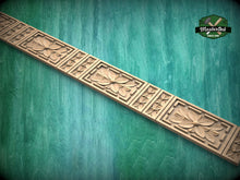 Load image into Gallery viewer, Carved Flower Moulding – Decorative Wooden Rosette Strip, Option 1,  40" , 1 pc, Unpainted, Rectangular Wooden Baguette, Furniture Moulding
