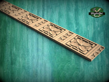 Load image into Gallery viewer, Carved Flower Moulding – Decorative Wooden Rosette Strip, Option 2,  40" , 1 pc, Unpainted, Rectangular Wooden Baguette, Furniture Moulding