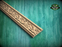 Load image into Gallery viewer, Flowing Foliage Wooden Moulding – Artisanal Craftsmanship, 40" , 1 pc, Unpainted, Classic Scroll Leaf Carved Moulding Baguette