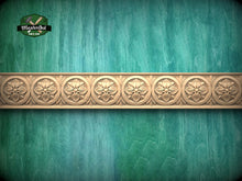 Load image into Gallery viewer, Classic Carved Wood Molding – Symmetrical Rosette Design,  40" , 1 pc, Unpainted, Hardwood Rosette Detail, Furniture Moulding