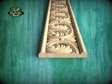 Load image into Gallery viewer, Greek Revival Wood Trim – Classical Acanthus Leaf Carved Moulding, 40" Ornate molding panel, Carved wooden Baguette, wood trim for interiors