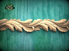 Load image into Gallery viewer, Acanthus Leaf Carved Wood Moulding – Opulent Baroque-Style Wooden Trim, 40", 1 pc, Unpainted, Wooden Baguette, Furniture Moulding