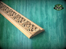 Load image into Gallery viewer, Elegant Wood Moulding with Celtic Interlace – Artisan Crafted Detail, 40" , 1 pc, Unpainted, Carved Home Decor, Furniture Baguette
