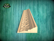 Load image into Gallery viewer, Flame Spearhead Moulding - Dynamic Wood Carving, 40" Elegant Wood Detail, 1 pc, Unpainted, Carved Baguette, Symbol of Energy and Ambition