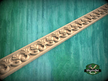Load image into Gallery viewer, Elegant Leaf Scroll Molding - Classic Fleur-de-Lis Design, 40" Decorative wooden moulding for cornices and friezes, 1 pc, Unpainted