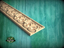 Load image into Gallery viewer, Elegant Leaf Scroll Molding - Classic Fleur-de-Lis Design, 40" Decorative wooden moulding for cornices and friezes, 1 pc, Unpainted
