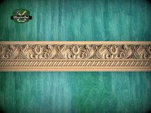 Load image into Gallery viewer, Revival Carved Wood Moulding with Fleur-de-Lis Accent, 40" Elegant Wood Detail, 1 pc, Unpainted, Carved Moulding