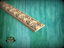 Load image into Gallery viewer, Elegant Leaf Waltz Wood Moulding - Artistic Carved Detail for Rustic and Classic Decor, 40" Ornate molding panel, Carved wooden Baguette
